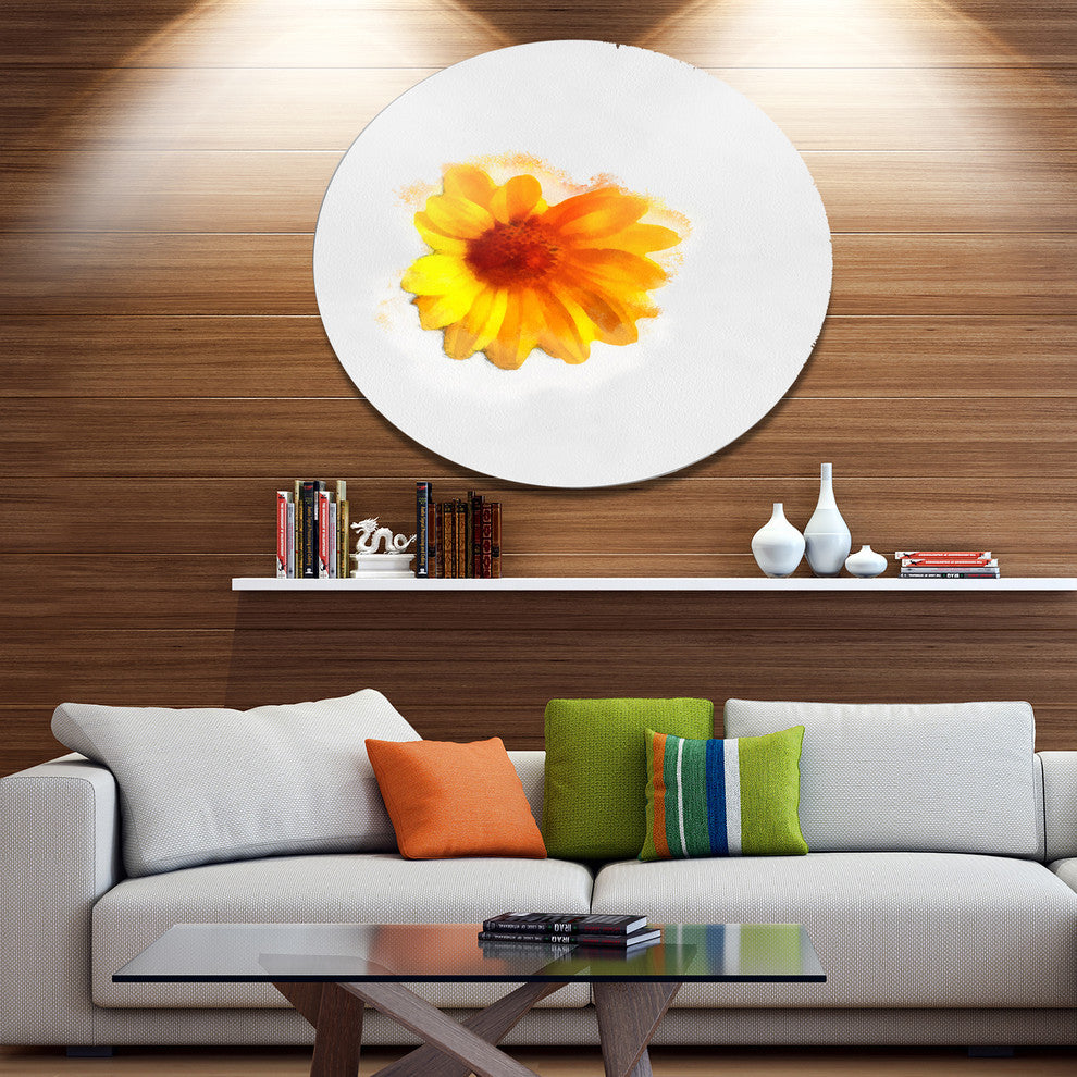 Watercolor Yellow Coreopsis Sketch, Floral Disc Metal Wall Art, 36"