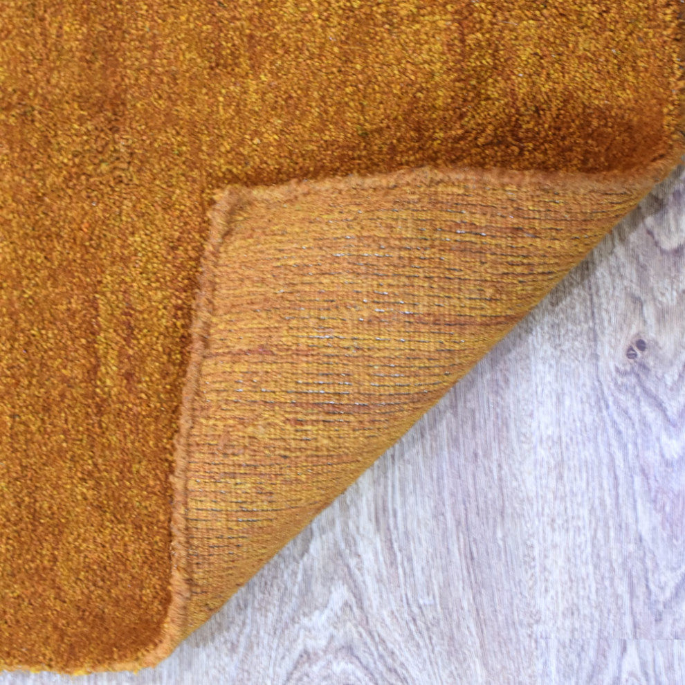 HAND KNOTTED LOOM SILK ECO-FRIENDLY AREA RUG-5'x8',Rectangle,Orange,Contemporary