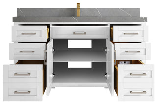 Cambridge 60 Single Bathroom Vanity in White 2" Piatra Gray