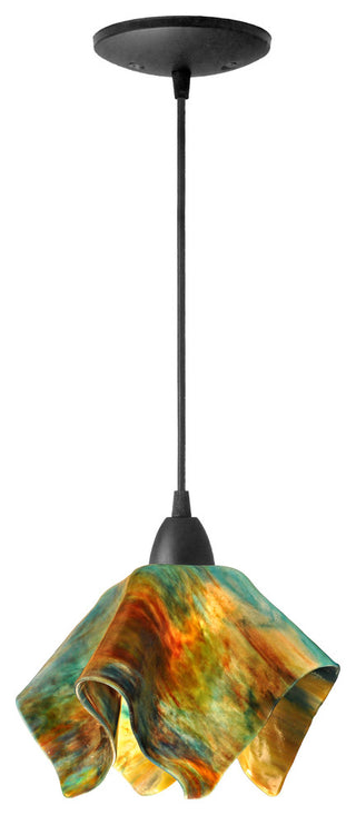 Small Jezebel Signature Flame Pendant, Daylily, Matte Black Base