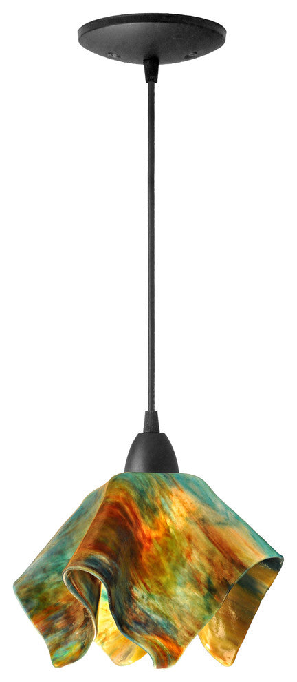 Small Jezebel Signature Flame Pendant, Daylily, Matte Black Base