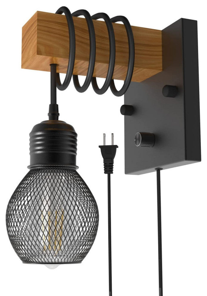 Plug in net Wall Lights Farmhouse wood Vintage Wall Mount Light Fixture