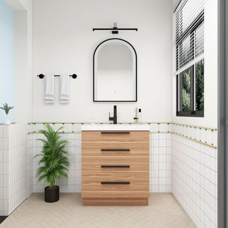 Carla 30" Freestanding Bathroom Vanity, White Oak