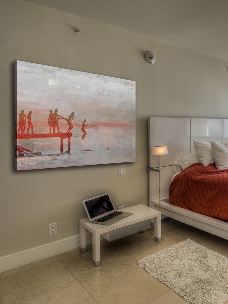 "Jump In Lake" Fine Art Canvas Print, 18"x12"