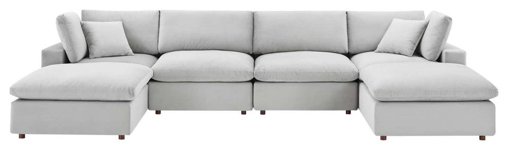 Sectional Sofa Set, Velvet, Gray, Modern, Living Lounge Hotel Hospitality
