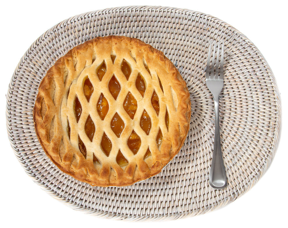Artifacts Rattan Oval Placemat, White Wash, Medium