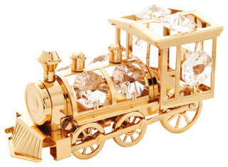 24K Gold Plated Crystal Studded Gold Train Ornament