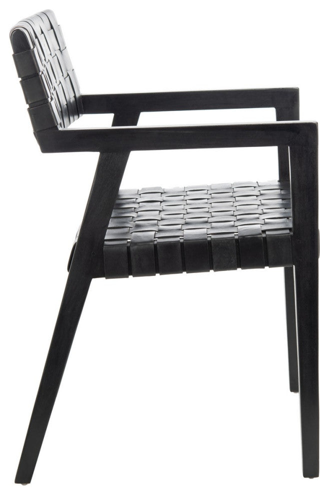 Safavieh Cire Leather Dining Chair, Black