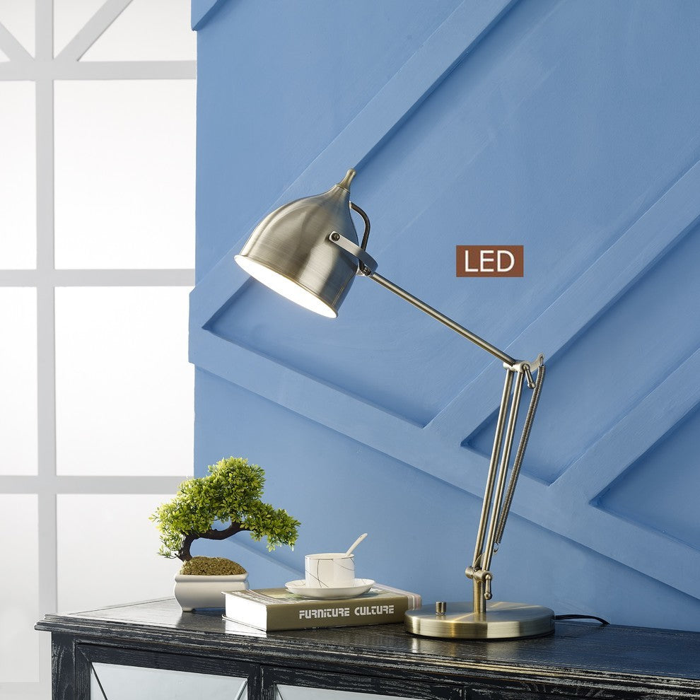 Caprice LED Desk Lamp With Dimmer, Antique Satin Brass