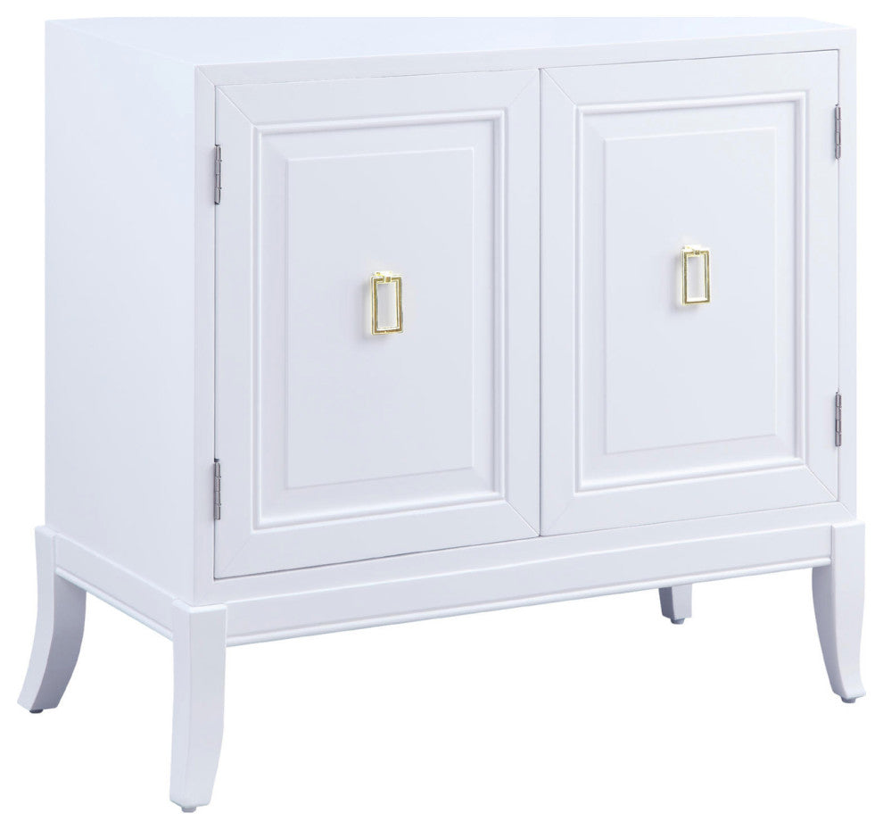 Wood Console Table With 2 Doors, White Finish