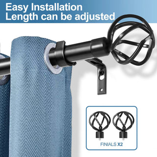 1" Zeffoli Drapery Curtain Rod, Black, 84"-120"