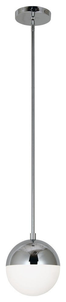 Dayana 1-Light Halogen Pendant With White Glass, Polished Chrome