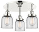 Bell-3 Light 17" Flush Mount-Polished Nickel, Clear Glass Shade