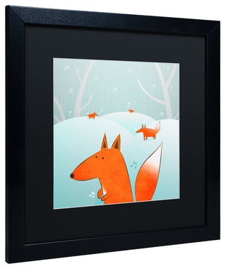 'Winter Foxes' Matted Framed Canvas Art by Carla Martell