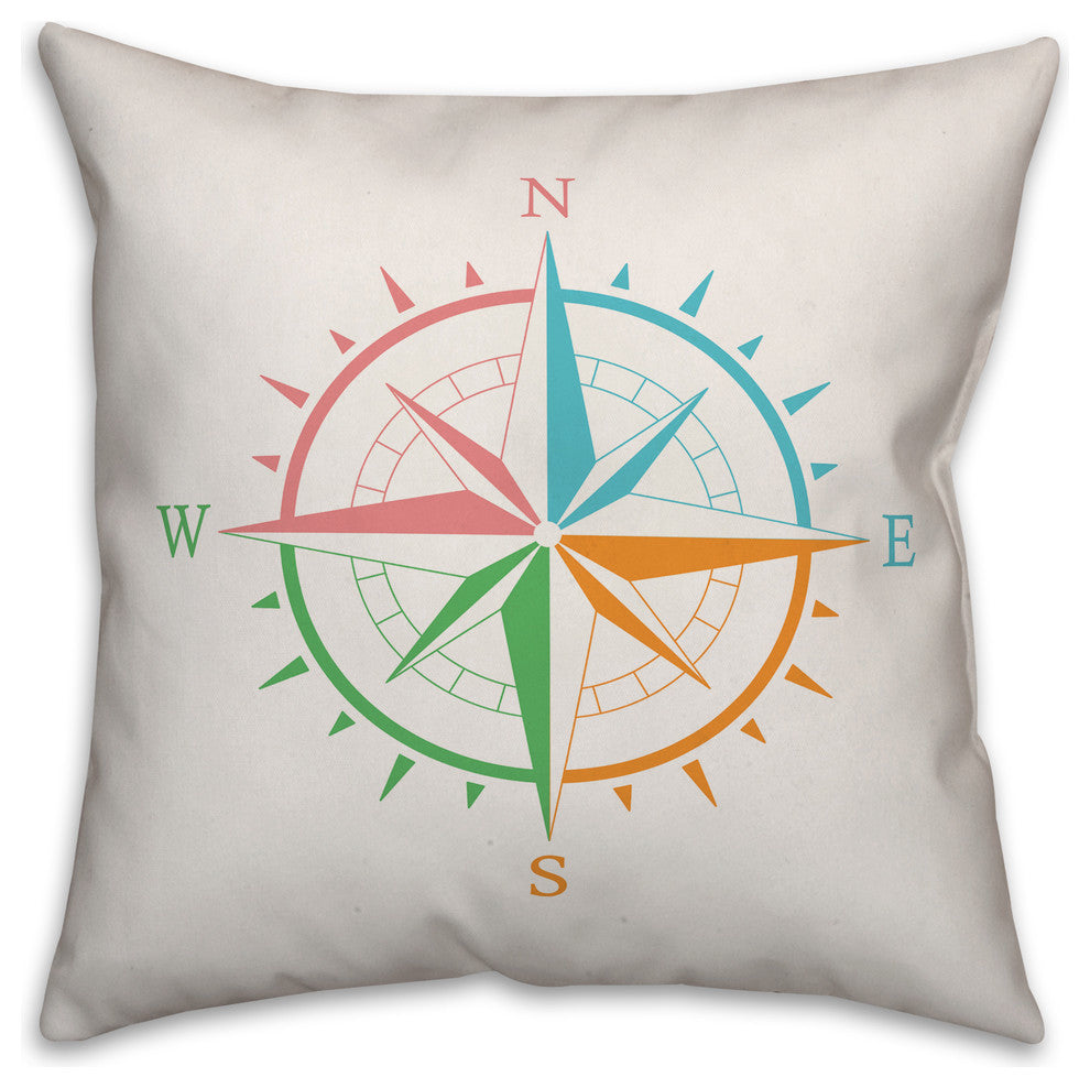 Colorful Compass 16x16 Throw Pillow Cover