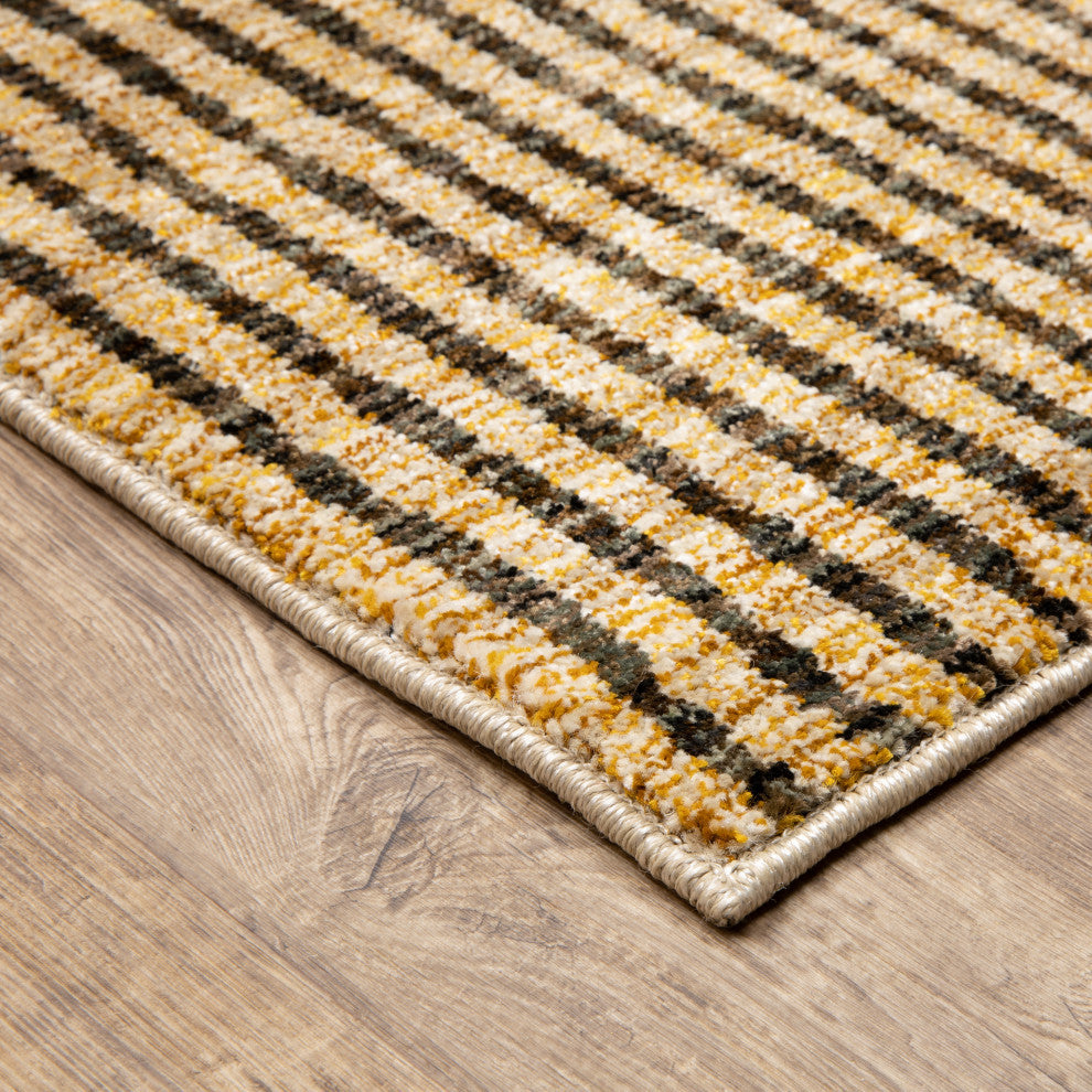 Sadie Layered Triangles Gold/Multi Area Rug, Gold/Multi, 2'3"x8'