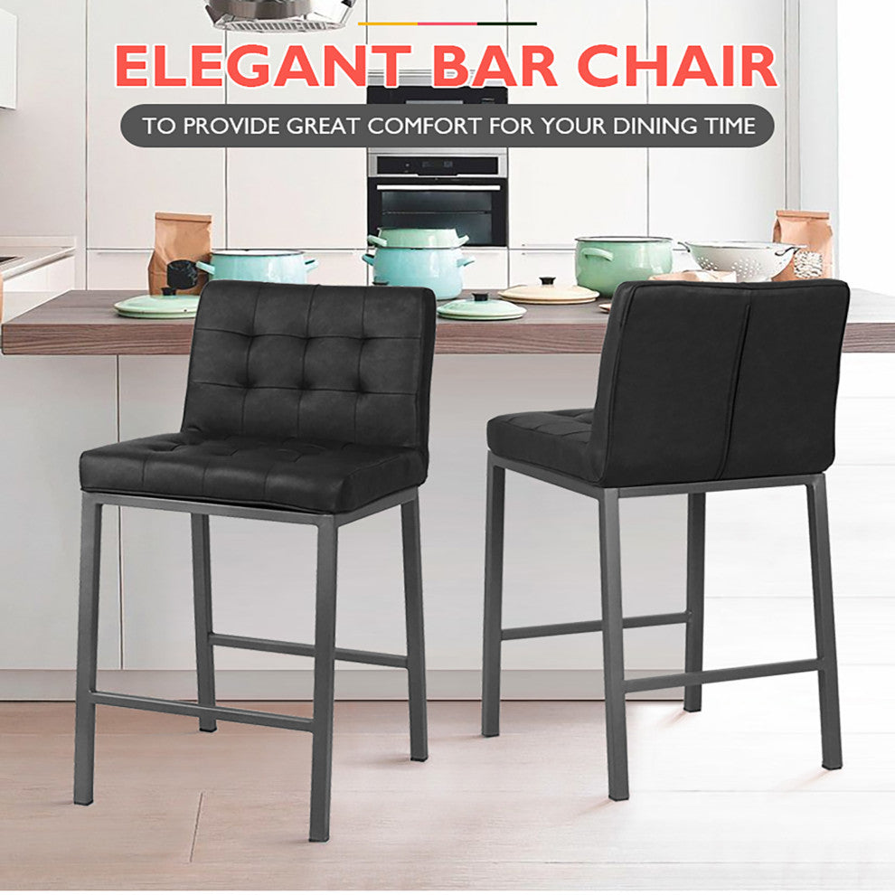 2-set Foam Modern Design Dining Chair, Metal Legs, Black Pu