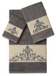Linum Home Textiles Scarlet 3-Piece Embellished Towel Set, Dark Gray