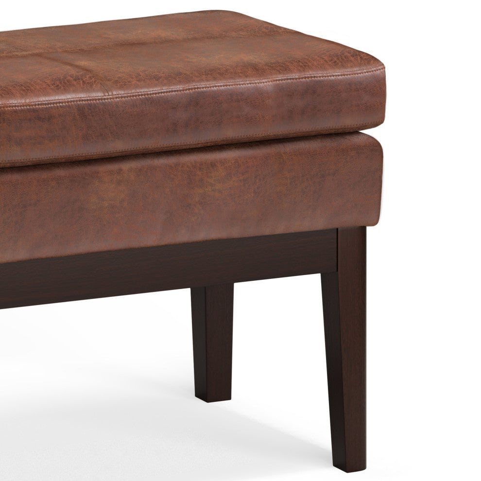 Carlson Small Ottoman Bench, Distressed Saddle Brown