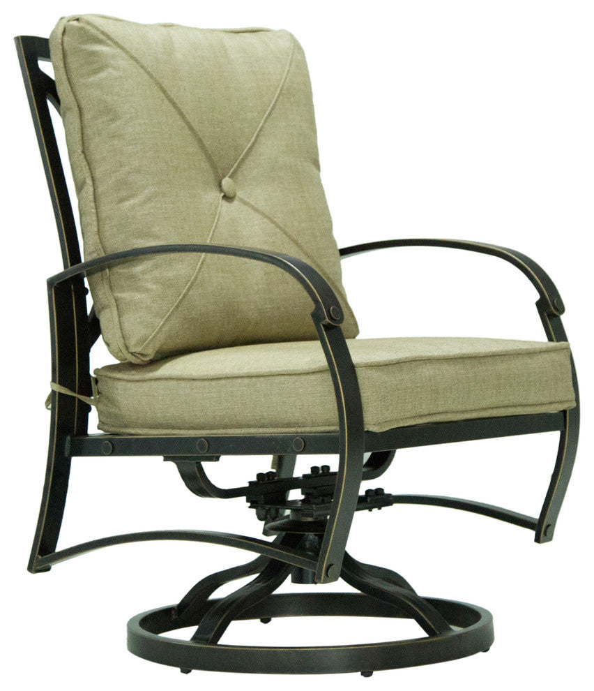 Sinclair Club Swivel Chairs With Cushion, Quality Outdoor Patio Furniture