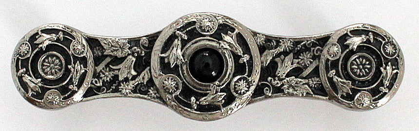 Jeweled Lily Pull Antique Brass, Blue Sodalite Natural Stone, Brite Nickel, Onyx