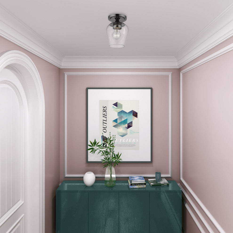 Willow 1 Light Black Chrome Flush Mount