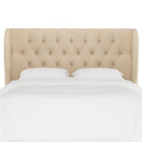 Bradwell Tufted Wingback Headboard, Velvet Pearl, Twin