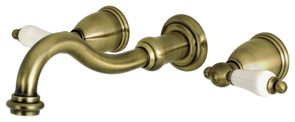 KS3023PL Two-Handle Wall Mount Tub Faucet, Antique Brass