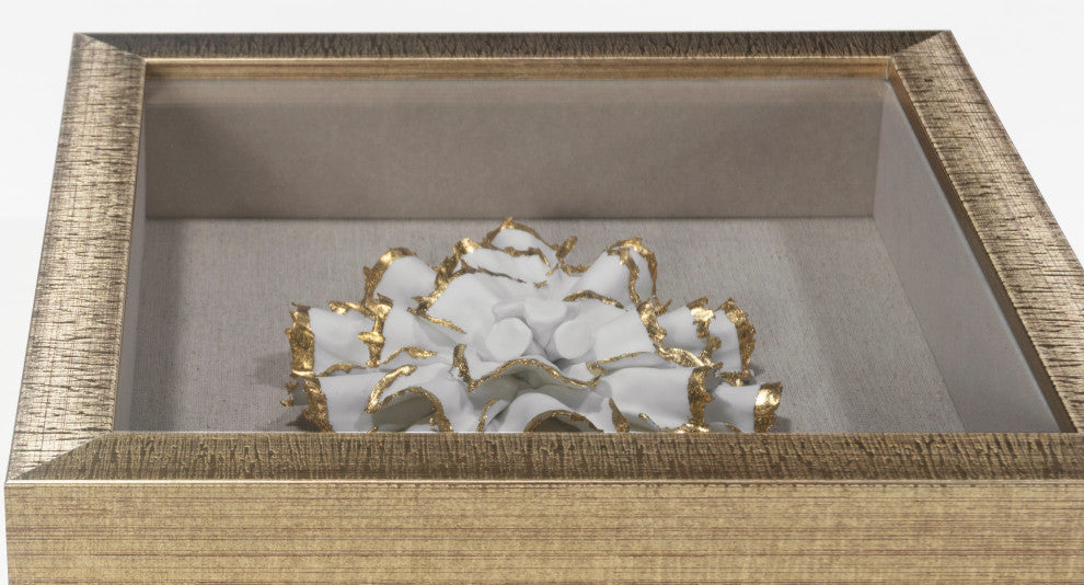 Gold Ceramic Flower Shadow Box Wall DÃ©cor (MS39291BP)