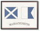 Red & Blue Nautical Flags Massachusetts Framed Giclee Texturized Art, 11"x14"