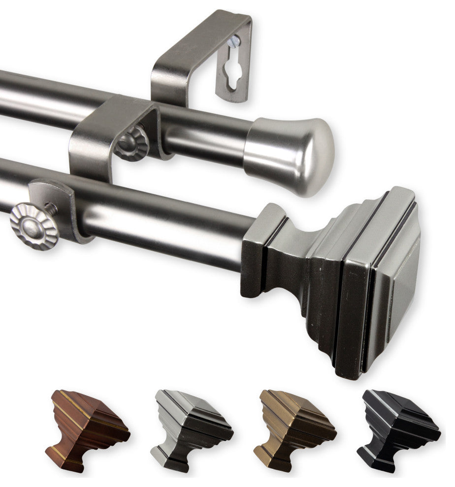 Kira 13/16" Double Curtain Rod Satin Nickel