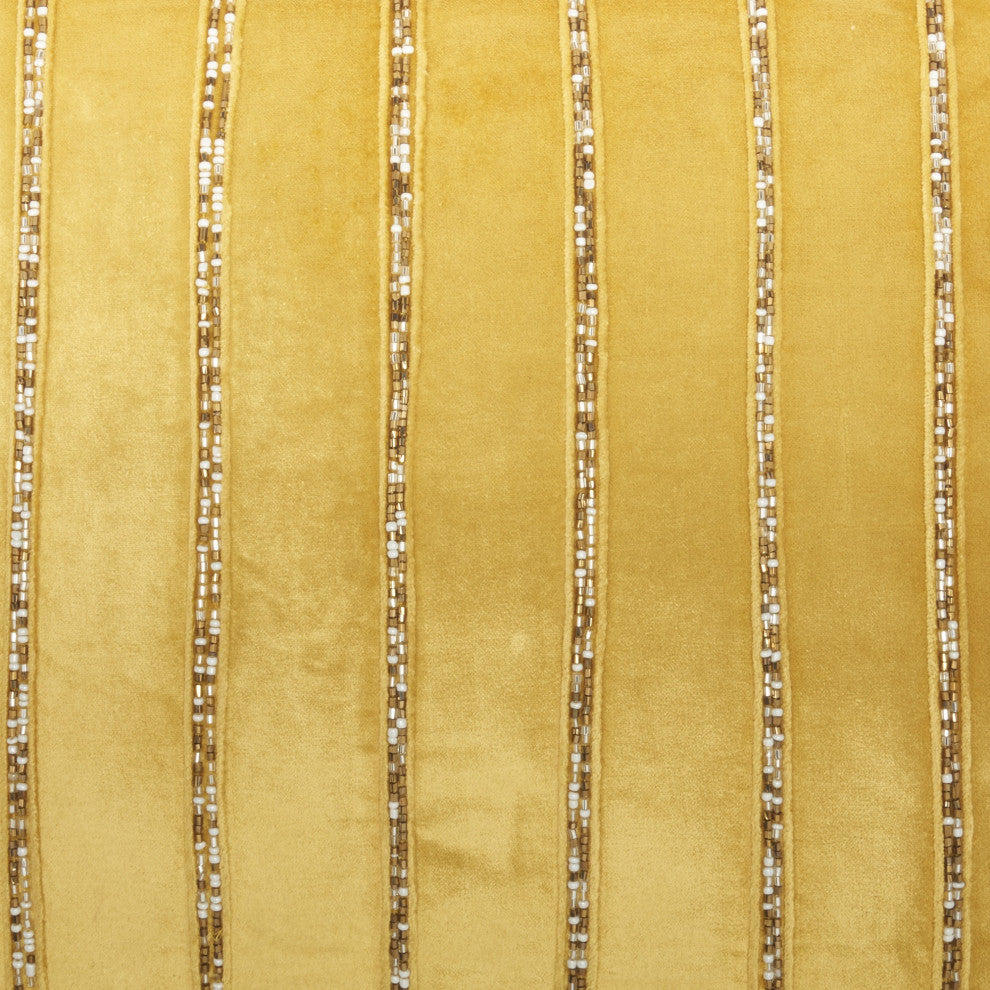 Glam Gold and Gold Accent Throw Pillow With Beaded Details