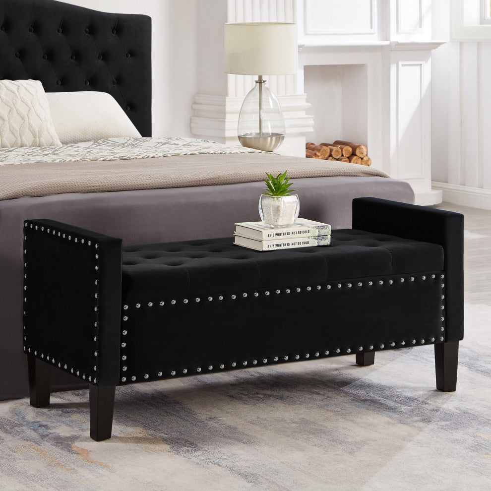Gewnee Upholstered Tufted Button Storage Bench