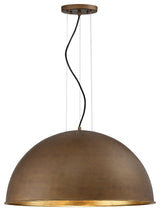 Sommerton 3-Light Pendant, Rubbed Bronze With Gold Leaf