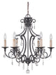 Bentley 6-Light Chandelier, Matte Black With Crystals