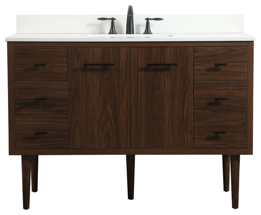 Home Living 22" Midcentury Modern Walnut-Light Bathroom Vanity