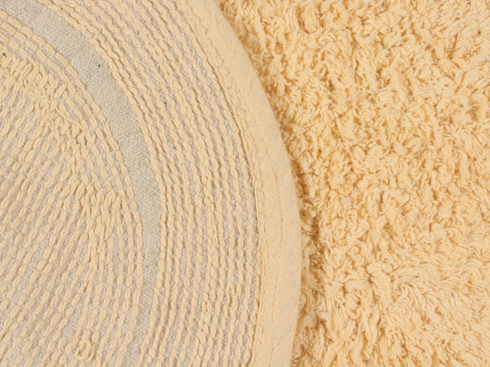 Double Ruffle Collection Bath Rugs Set, 2 Piece Set, Butter