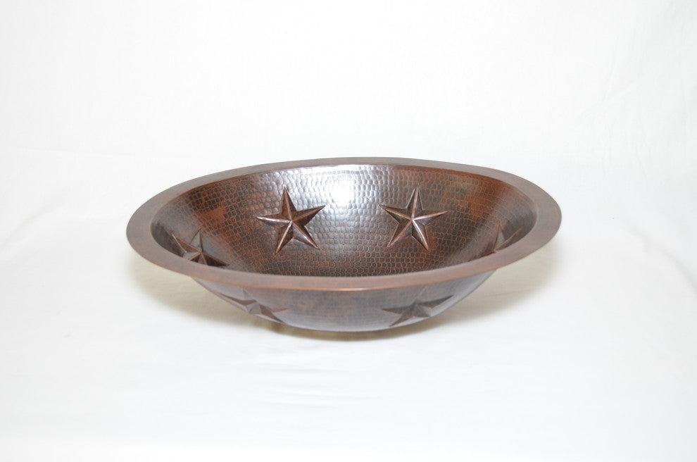19" Oval Star Undermount Handmade Copper Sink