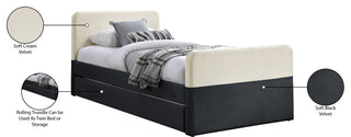 Ivy Upholstered Trundle/Storage Bed, Black, Twin, Velvet