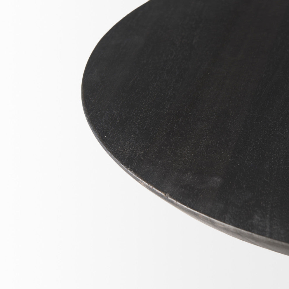 Maxwell 20" Round Dark Brown Wood With Black Metal Pedestal Side Table