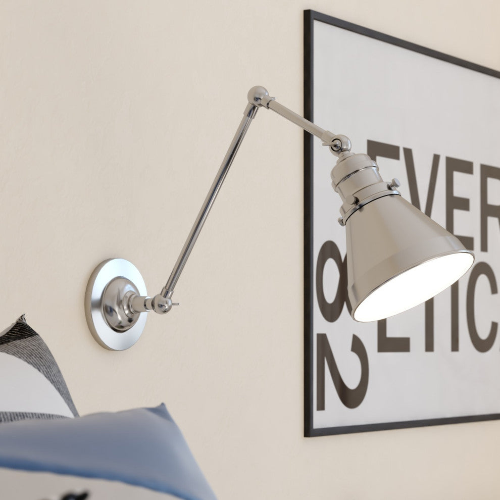 Alexis 6" Adjustable Wall Light Satin Nickel and Matte White