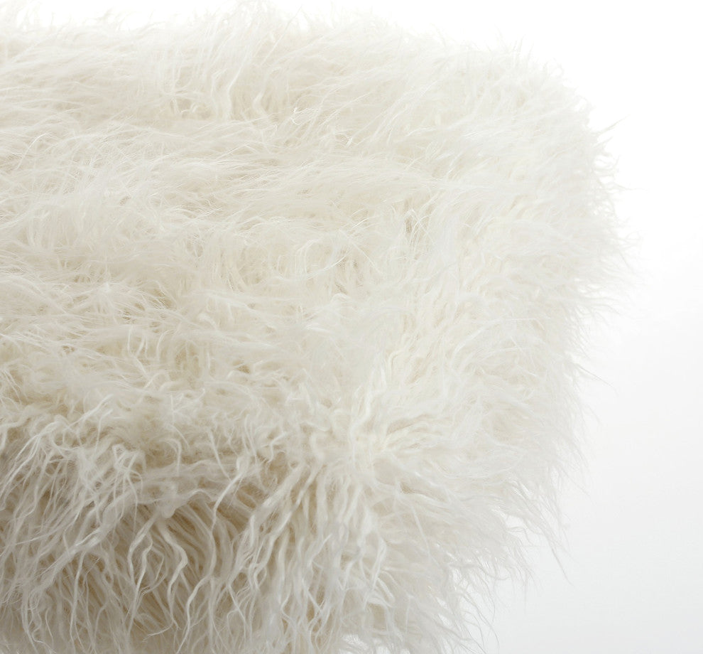 Plano Mongolian Sheepskin Faux Fur Throw, Stone White, 50"x70"
