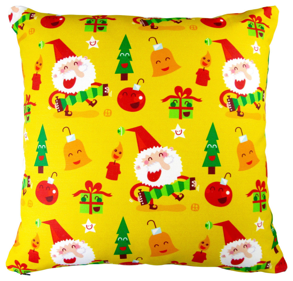 Artisan Pillows 17-inch Christmas Happy Xmas Santa And Ornaments Throw Pillow