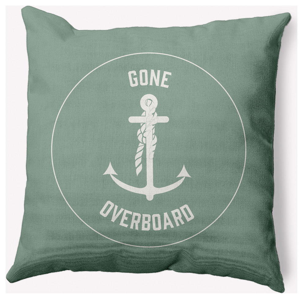 26x26" Gone Forever Overboard Nautical Decorative Indoor Pillow, Sage