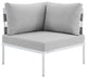 Lounge Sectional Sofa Chair Table Set, Sunbrella, Aluminum, Gray, Outdoor