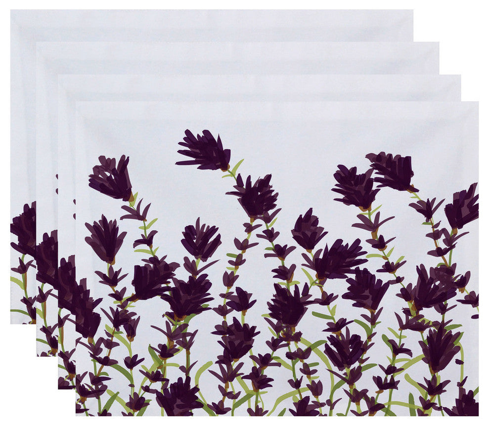 18"x14" Lavender, Floral Print Placemat, Purple, Set of 4