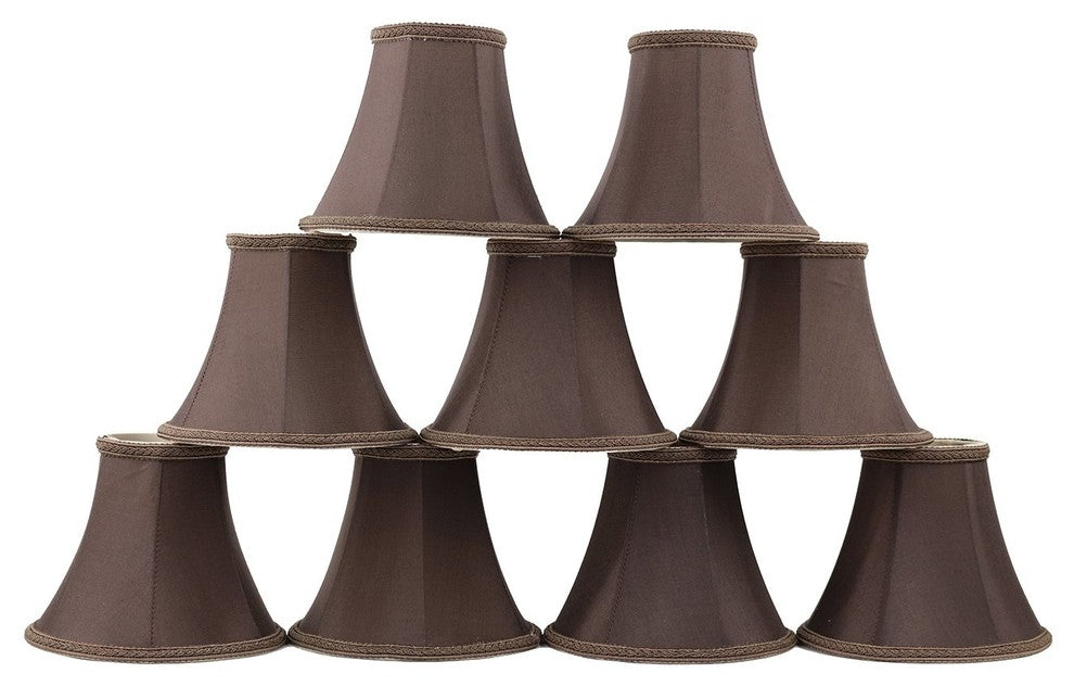 Silk Bell Chandelier Lamp Shade, 3x6x5", Chocolate, Braided, Set of 9