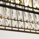 LNC Chispa 4-Light 35" Modern Rectangle Crystal Glass Pendant Lights for Dining