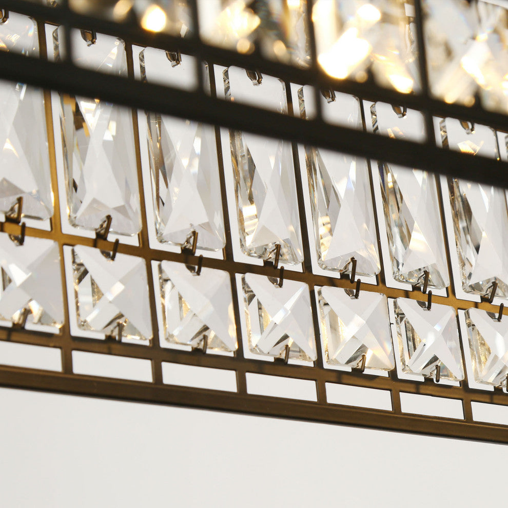 LNC Chispa 4-Light 35" Modern Rectangle Crystal Glass Pendant Lights for Dining