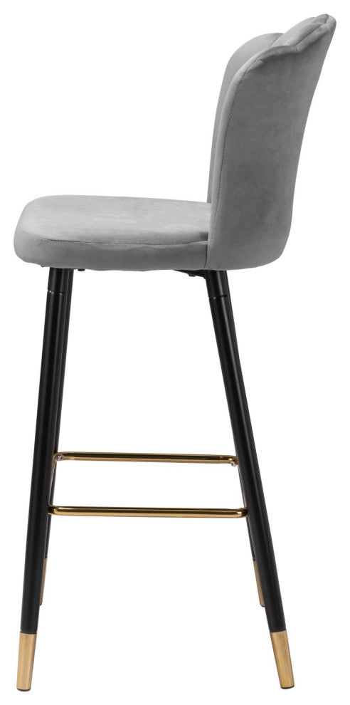 Bar Stool Chair Barstool, Steel Metal, Fabric, Gray, Black, Gold, Cafe